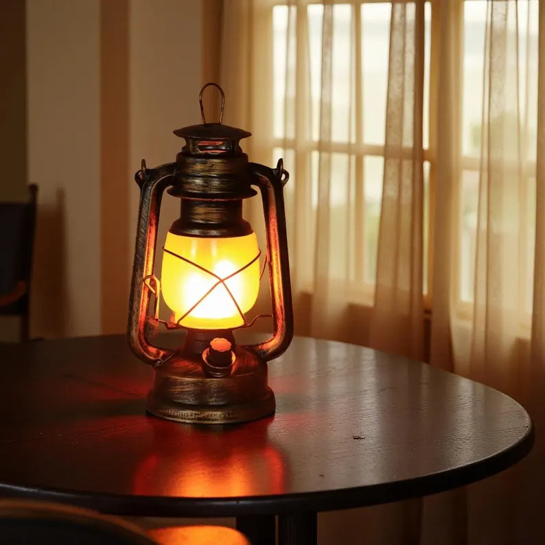 Retro Camping Lantern Vintage Hanging Lamp Portable Handheld Lantern Nostalgic Electric Hurricane Lantern Gift For Birthday