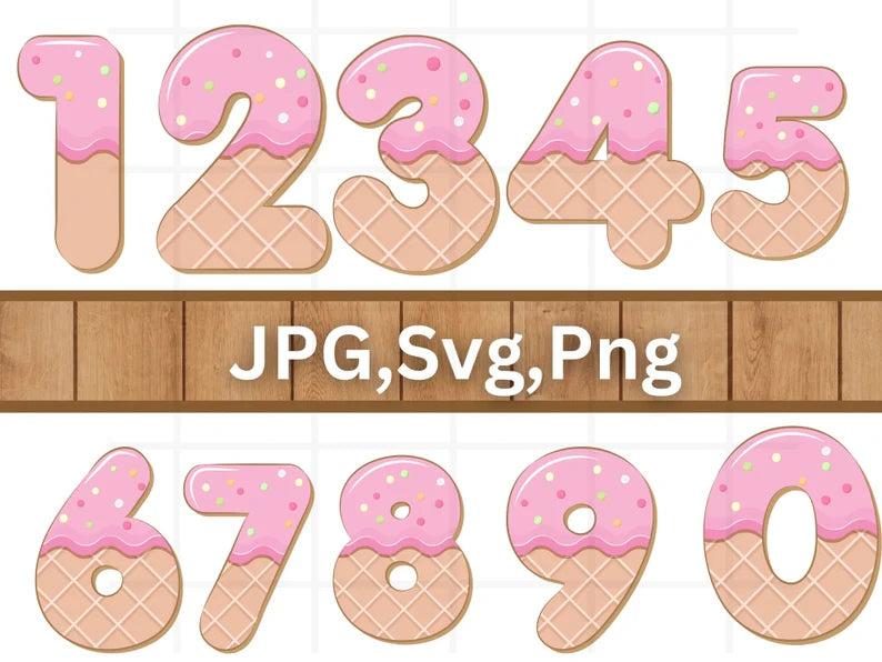 Ice Cream Numbers SVG\ Ice Cream Birthday\ Ice Cream Bundle SVG