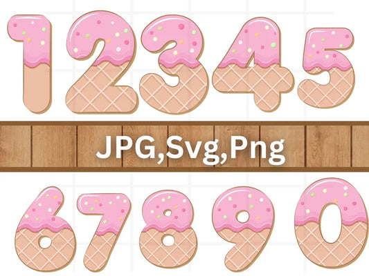 Ice Cream Numbers SVG\ Ice Cream Birthday\ Ice Cream Bundle SVG