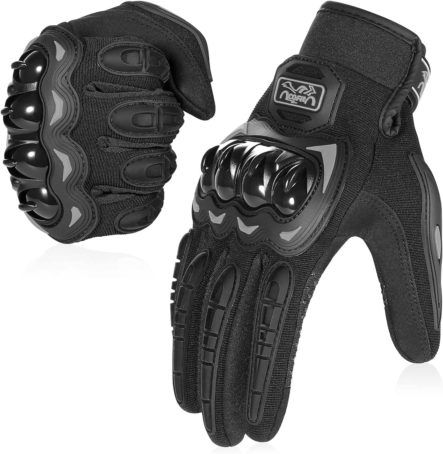 Motorcycle Gloves for Men and Women, Full Finger Touchscreen Motorbike Gloves for BMX ATV MTB Riding, Road Racing, Cycling, Climbing, Motocross - Black M