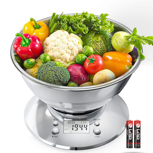 Digital Kitchen Scales Stainless Steel Weight and Grams Professional Stainless Steel Kitchen Scales with Bowl for Slimming and Baking
