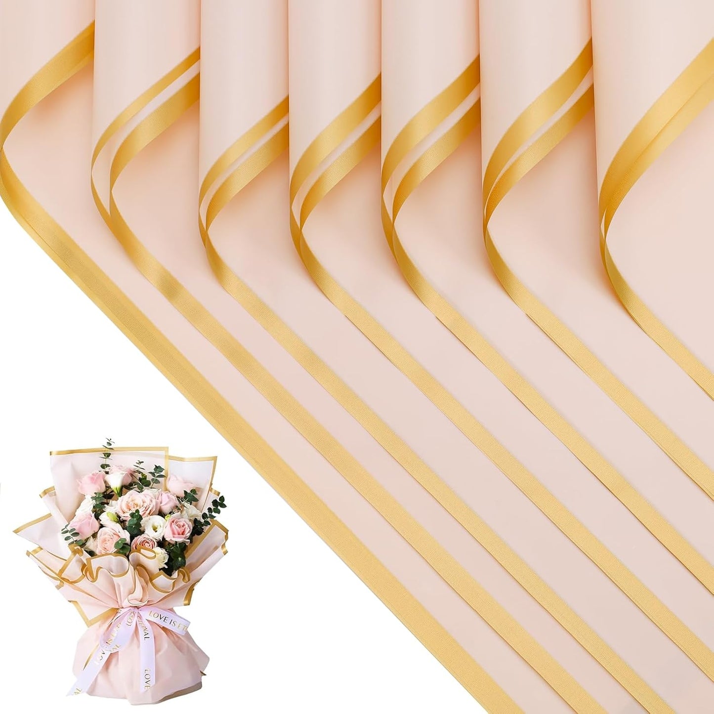 20 Sheets Bouquet Wrapping Paper, Waterproof Floral Wrapping Paper, Florist Supplies Packaging Paper, Flower Wrapping Paper for Commemoration Day, Festival,Wedding, Birthday, Gift DIY (Pink)