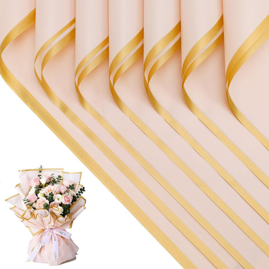 20 Sheets Bouquet Wrapping Paper, Waterproof Floral Wrapping Paper, Florist Supplies Packaging Paper, Flower Wrapping Paper for Commemoration Day, Festival,Wedding, Birthday, Gift DIY (Pink)