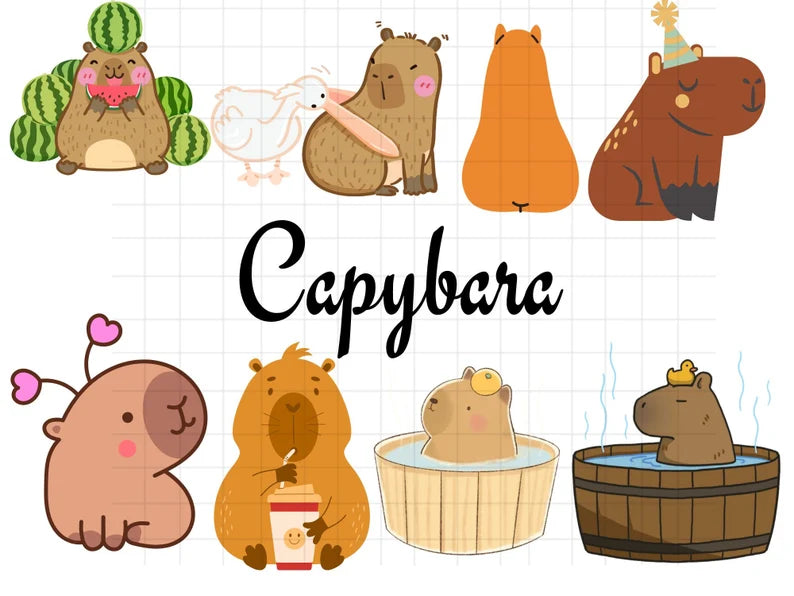 Whimsical Capybara Clipart\ Fun & Playful Pet\ SVG\ PNG\ Instant Download!