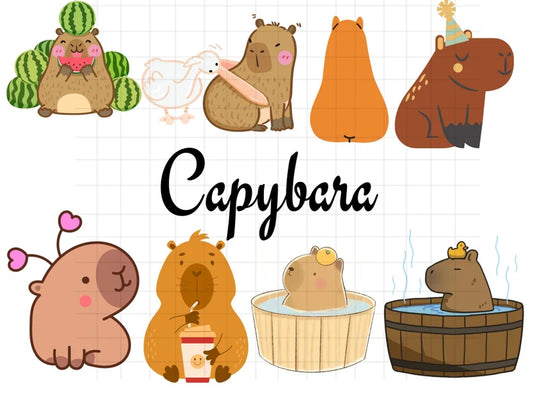 Whimsical Capybara Clipart\ Fun & Playful Pet\ SVG\ PNG\ Instant Download!