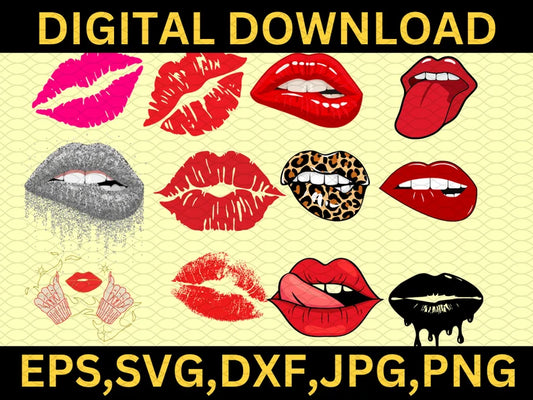 Lips svg\ red lips svg bundle\ Kiss svg\ American lips svg\ Kiss desig\ Cricut and silhouette\ Instant Download kiss me svg