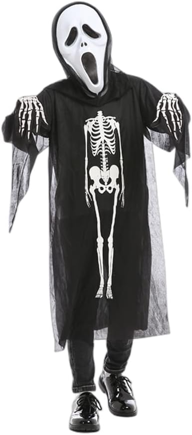 Halloween Skeleton Coat + Face Mask + Gloves Set Costumes Halloween Cosplay Fancy Dress Party
