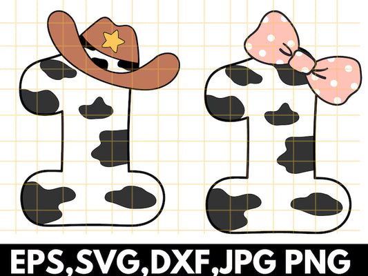Cow number birthday svg\ 1st birthday svg\ Cow print svg\ Birthday girl Kid cow svg\ Kids cut file\ Birthday gift\ Birthday party shirt PNG
