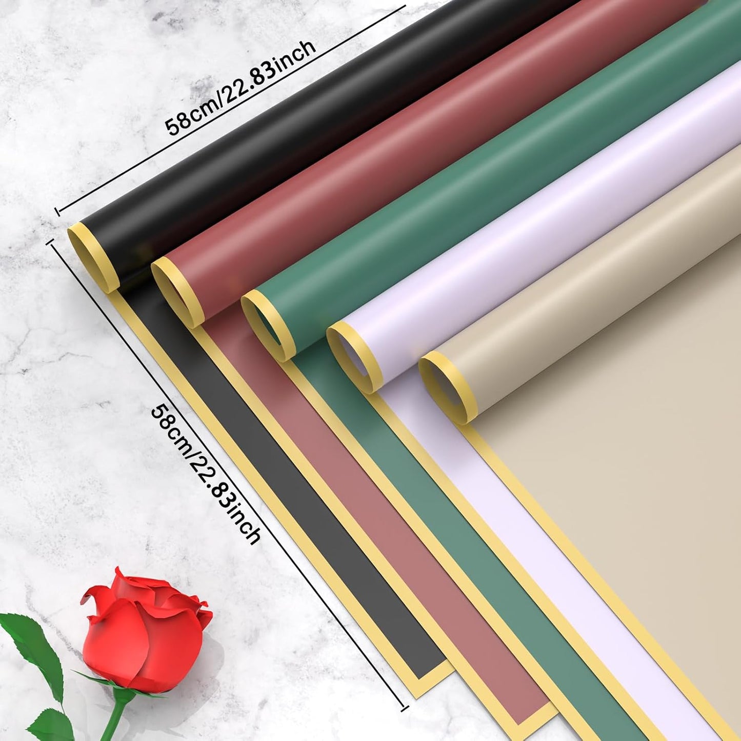 20 Sheets Bouquet Wrapping Paper, Waterproof Floral Wrapping Paper, Florist Supplies Packaging Paper, Flower Wrapping Paper for Commemoration Day, Festival,Wedding, Birthday, Gift DIY (Pink)