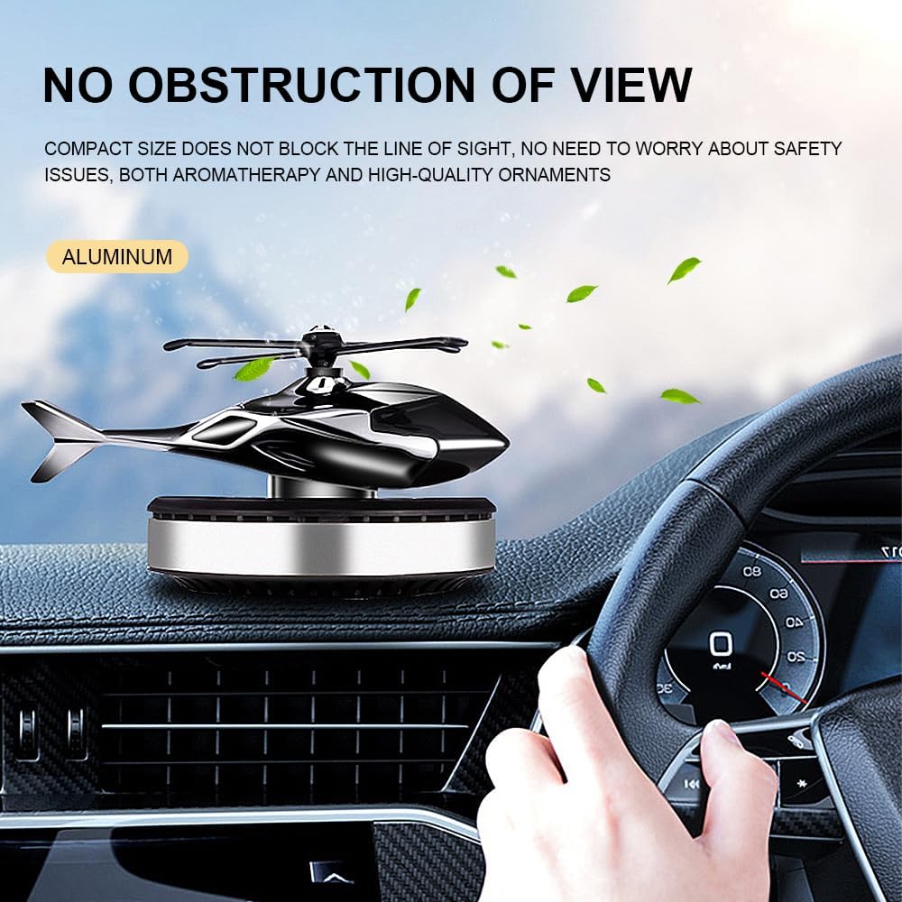 Helicopter Car Air Freshener Solar Powered Perfume Diffuser with 6PCS Cologne Fragrance Tablets Interior Decorative Accessories Smart Deodorizer For Men