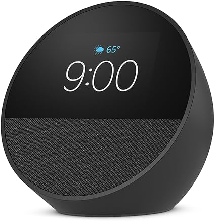 Echo Spot (newest model), Great for nightstands, offices and kitchens, Smart alarm clock with Alexa, Black