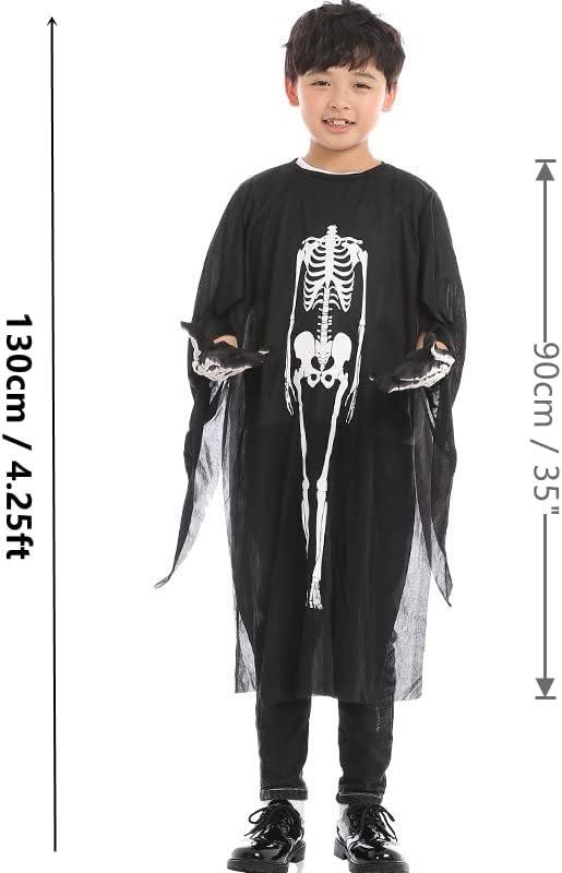 Halloween Skeleton Coat + Face Mask + Gloves Set Costumes Halloween Cosplay Fancy Dress Party