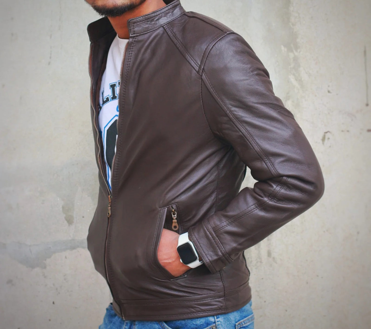 Plain Brown Leather Jacket