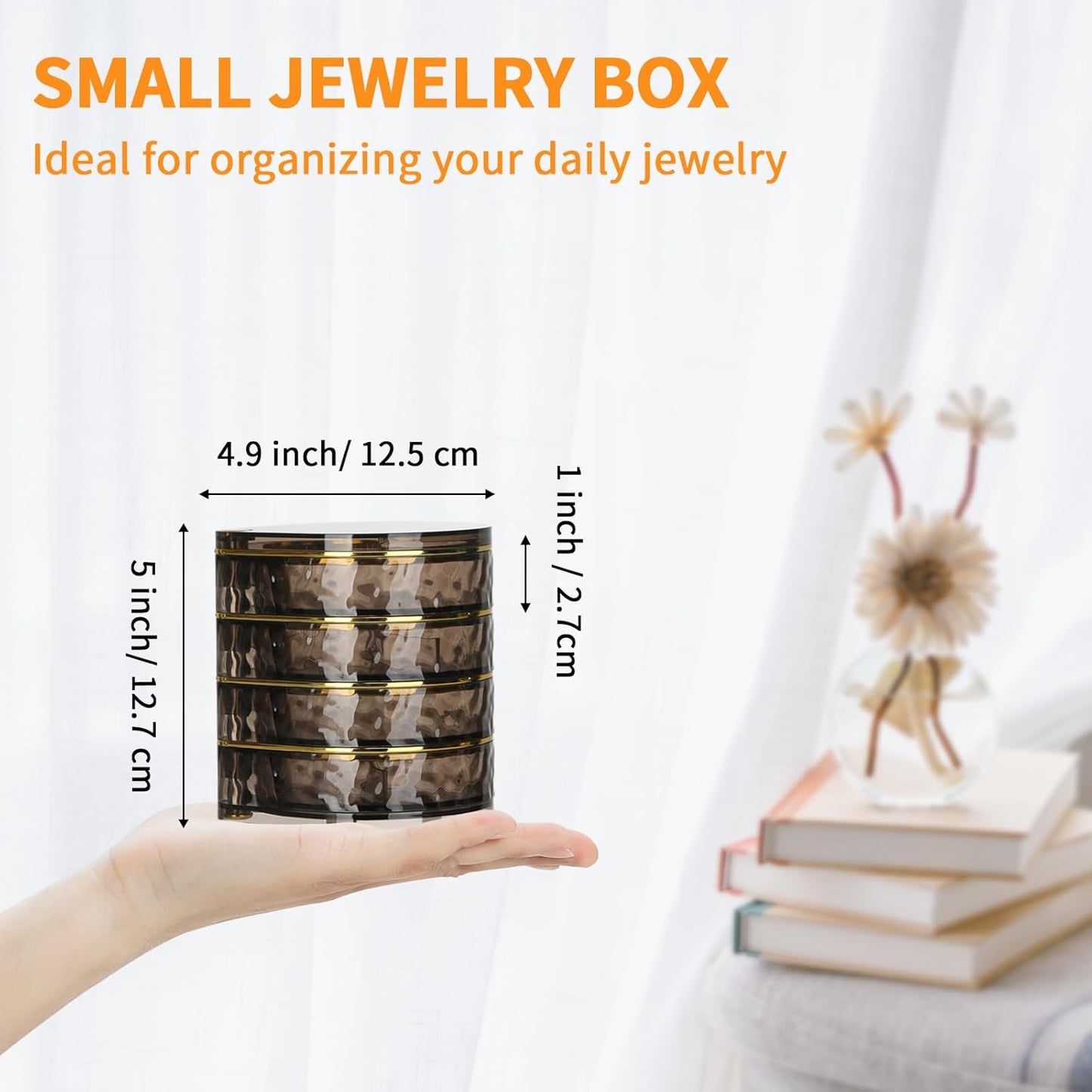 4-Layers Rotatable Jewelry Organizer Storage Box, Clear Jewelry Holder Case for Ring Earring Necklaces Bracelets Makeup Hair Accessories