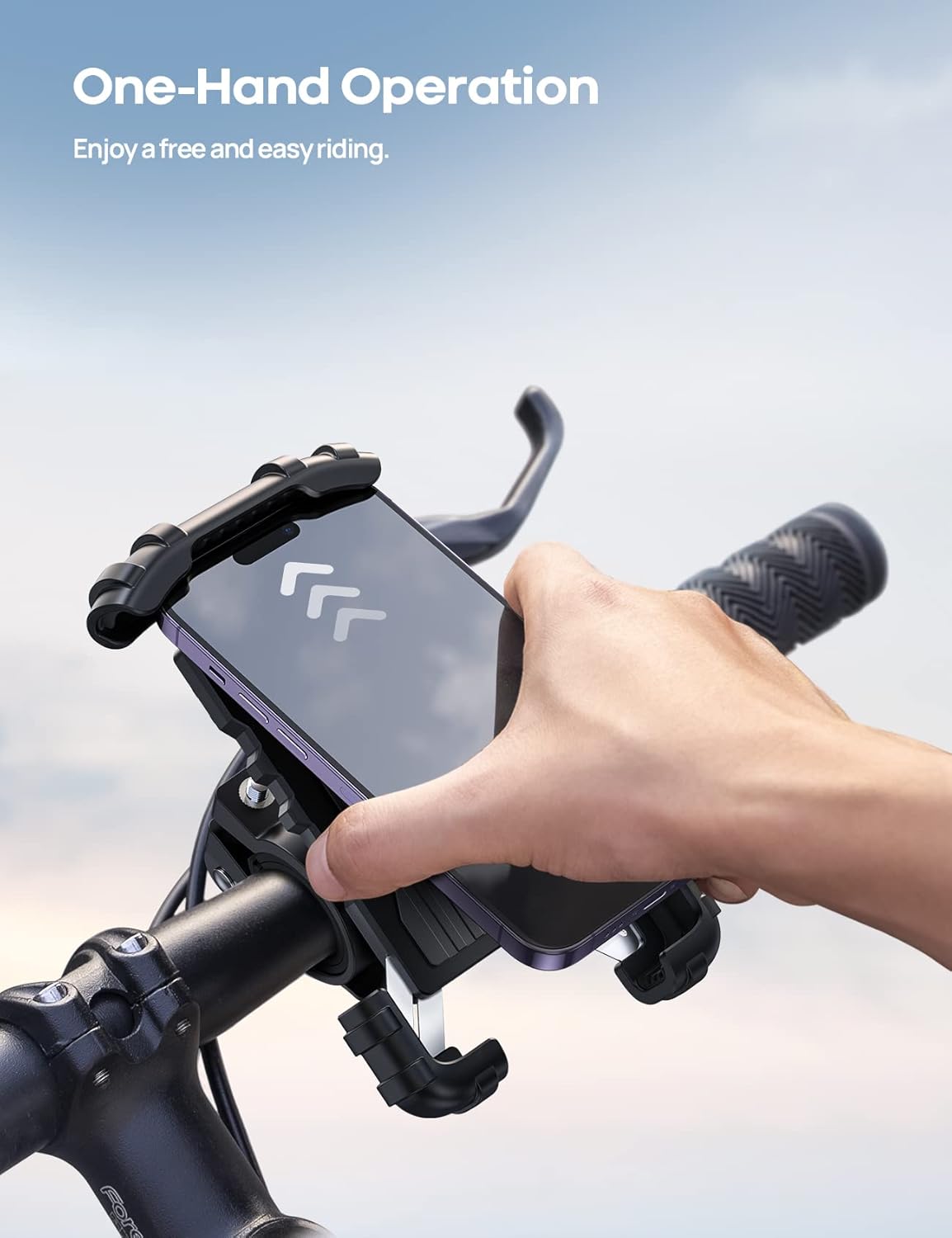 Bike Phone Holder, Motorcycle Mount - Motorcycle Phone Holder, Handlebar Cell Phone Clamp, Scooter Phone Clip for iPhone Air 17 Pro Max, 16 15 Pro Max Plus, S20, More 4.7 to 6.8" Smartphones