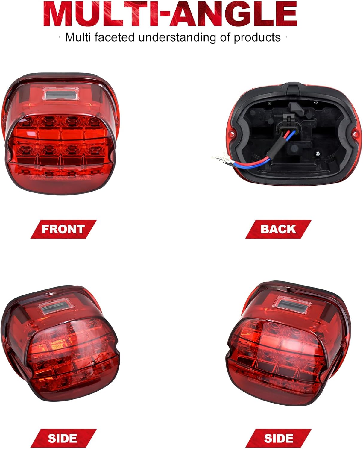 Motorcycle LED Brake Tail Light Rear Running License Plate Lamp Fit For Harley Touring Electra Glide Road King Street Glide Dyna Softail Street Fat Bob Sportster (Red LED Brake Tail Light)