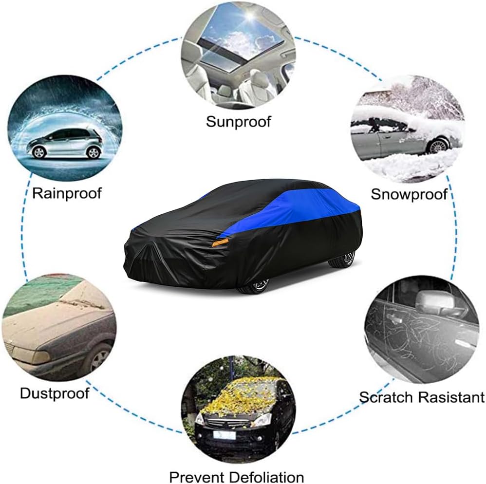 Car Cover for Automobiles All Weather Waterproof, Universal Fit