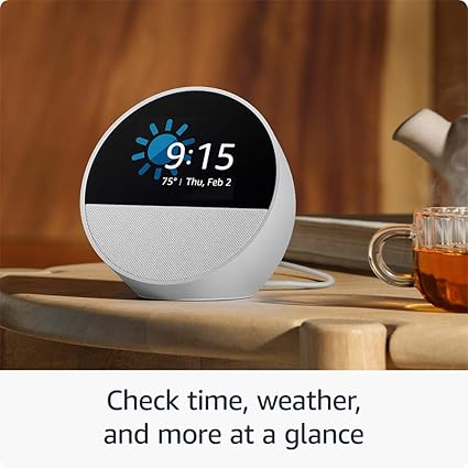 Echo Spot (newest model), Great for nightstands, offices and kitchens, Smart alarm clock with Alexa, Black