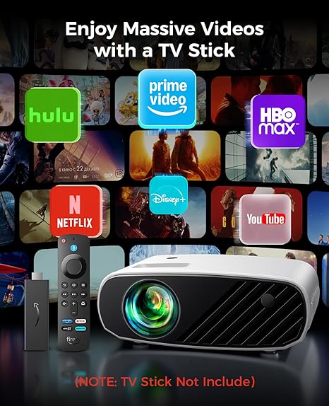Mini Projector for iPhone, 2025 Upgraded 1080P HD Projector, 8000L Portable Projector with Tripod, Movie Projector Compatible with Android/iOS/Windows/TV Stick/HDMI/USB