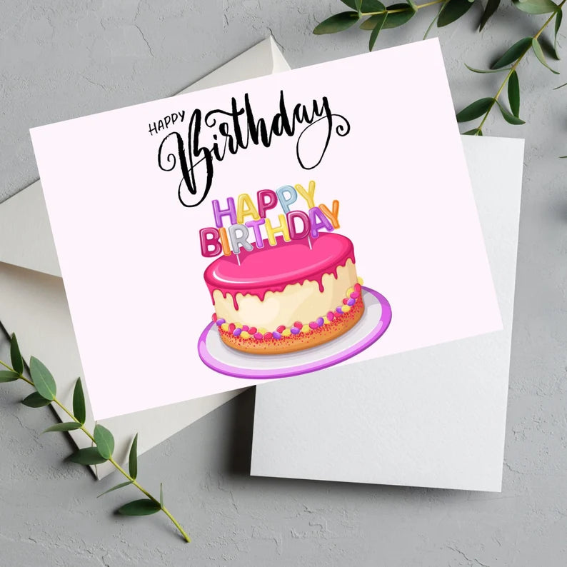 Printable Birthday Card\ Happy Birthday Card Printable\ Digital Birthday Card\ Birthday Card with Flowers\ Birthday Card Instant Download