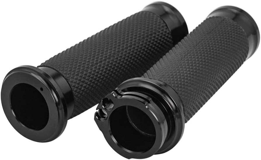 Black Hand Grips 1 Inch Motorcycle Handlebar Grips Cable Throttle Compatible with Harley Davidson Sportster Touring Dyna Softail 883 1200