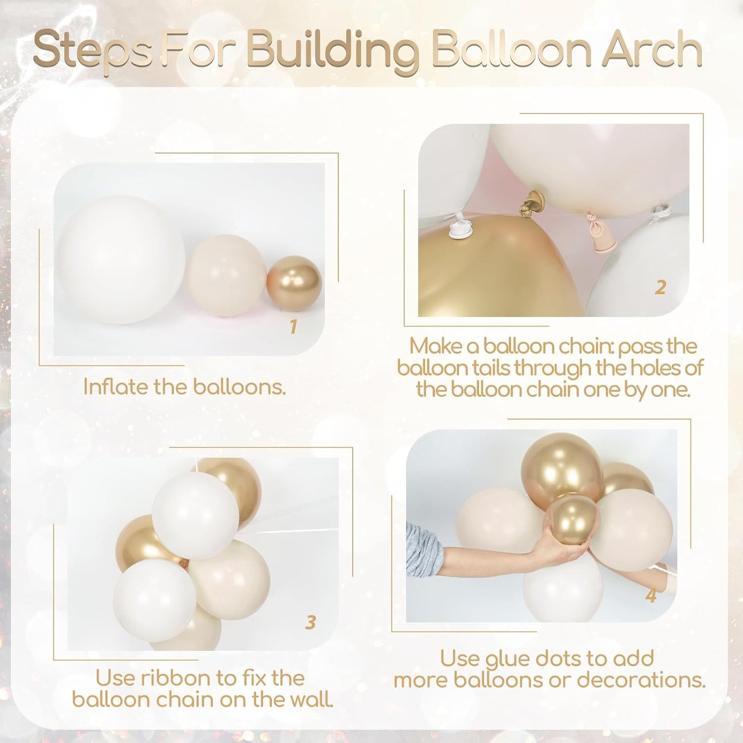 White and Gold Birthday Decorations for Women with Sand White Metallic Gold Confetti Foil Balloons Fringe Curtain Bannner for Golden Birthday Party Decorations for Women
