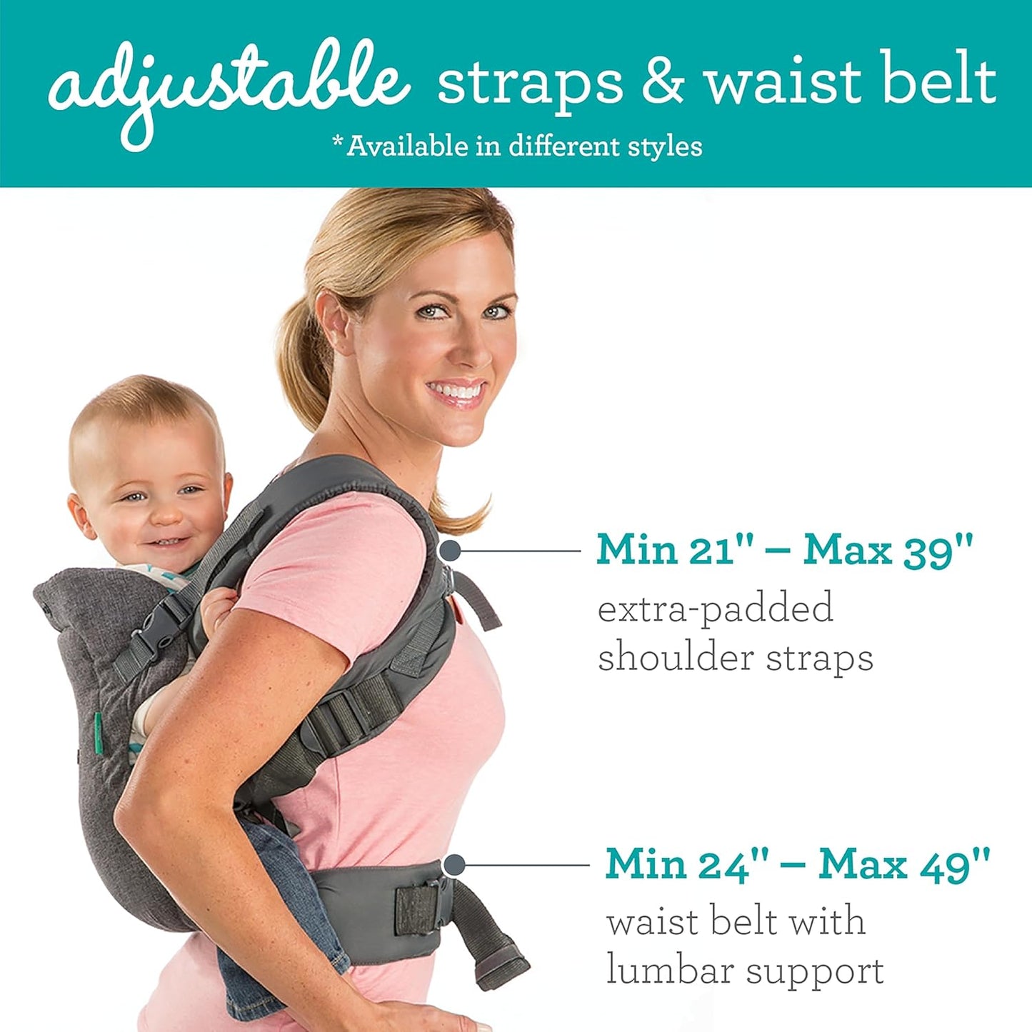Flip 4-in-1 Convertible Baby Carrier, Adjustable, Ergonomic Babywearing, Registry Essential, Baby Carrier for Newborn to Toddler, Gray