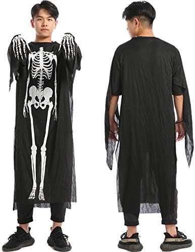 Halloween Skeleton Coat + Face Mask + Gloves Set Costumes Halloween Cosplay Fancy Dress Party