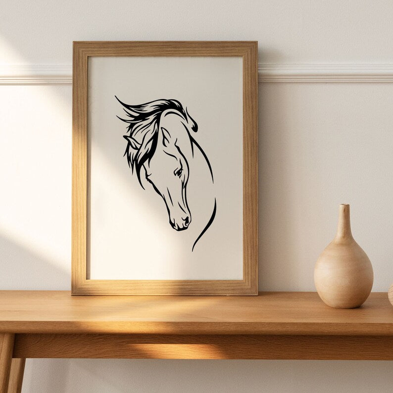 Horse Line Art\ Horses Line Drawing\ Line Digital File\ Laser Cutting Instant Download\ SVG & PNG file
