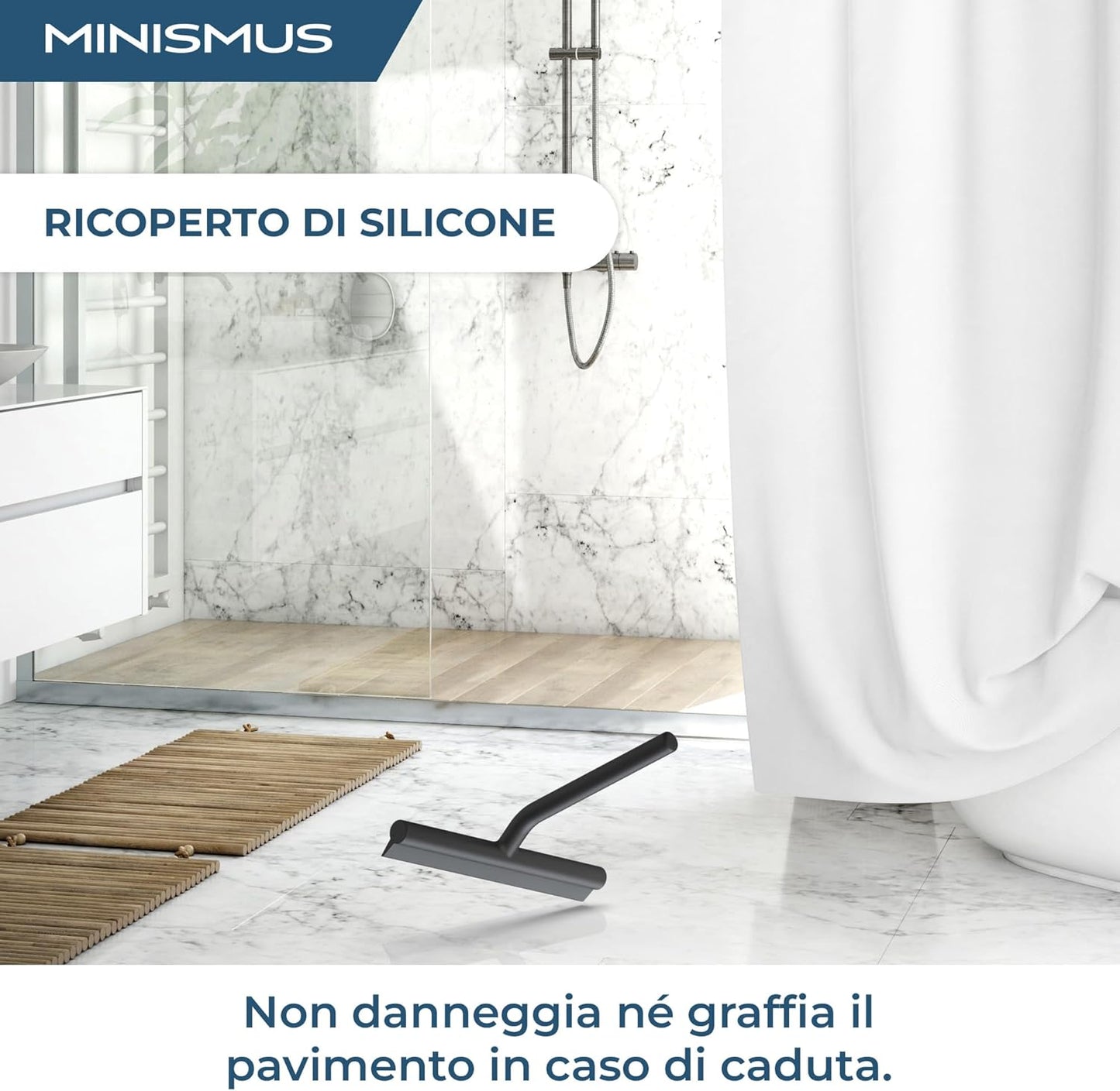 Shower Squeegee - Window and Door Glass Cleaner - Silicone Shower Squeegee - Shower Glass, Bathroom and Mirrors Cleaner - Without Drilling, Holder Included