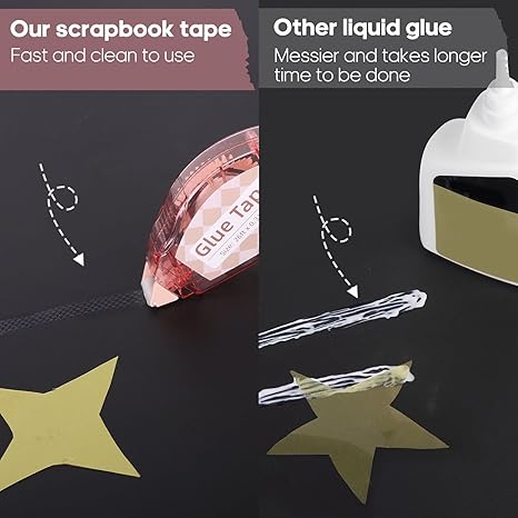 Scrapbook Tape, 4 Pack Double Sided Tape Roller for Crafts, Adhesive Glue Runner Scrapbooking Supplies Journaling School Office Teacher Supplies for Kids and Adults, 0.3IN x 26FT