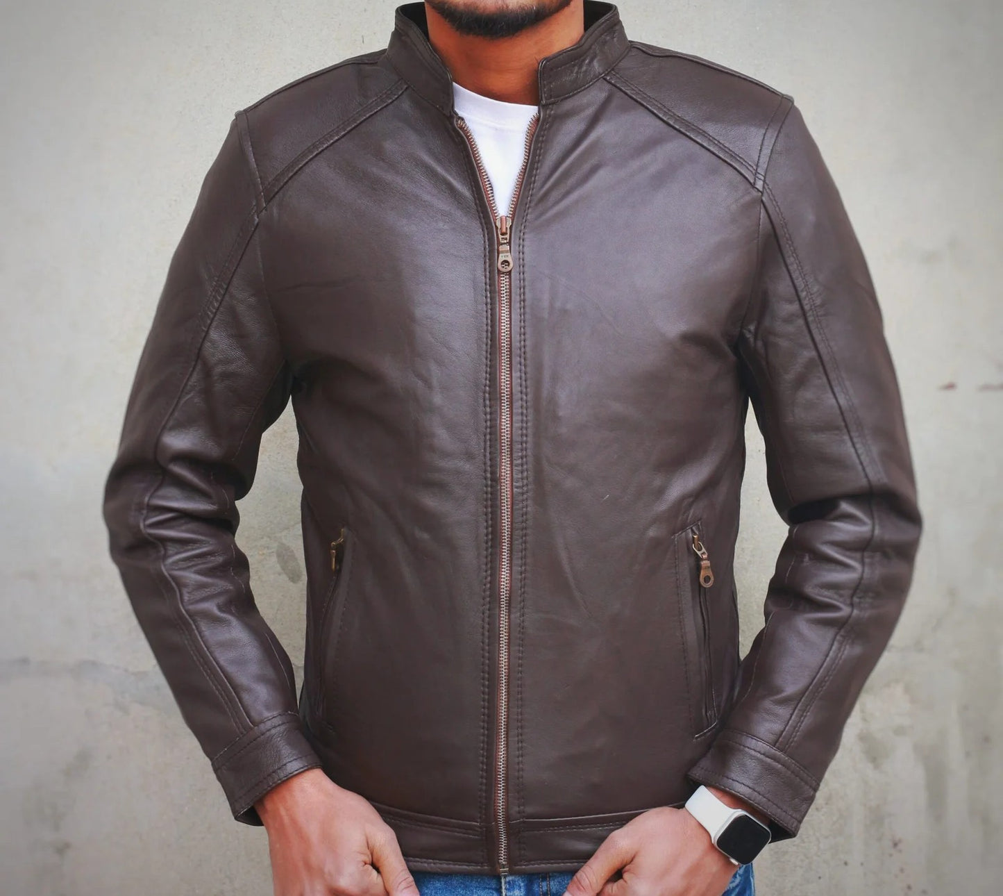 Plain Brown Leather Jacket
