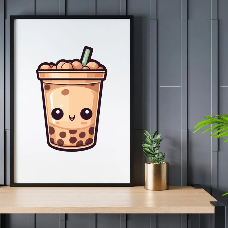 Bubble tea SVG\Boba tea layered\cut file Kawaii\drink Cute food\Boba Tea lover Summer\Funny Cartoon Kid Shirt design\Silhouette Cricut Vinyl