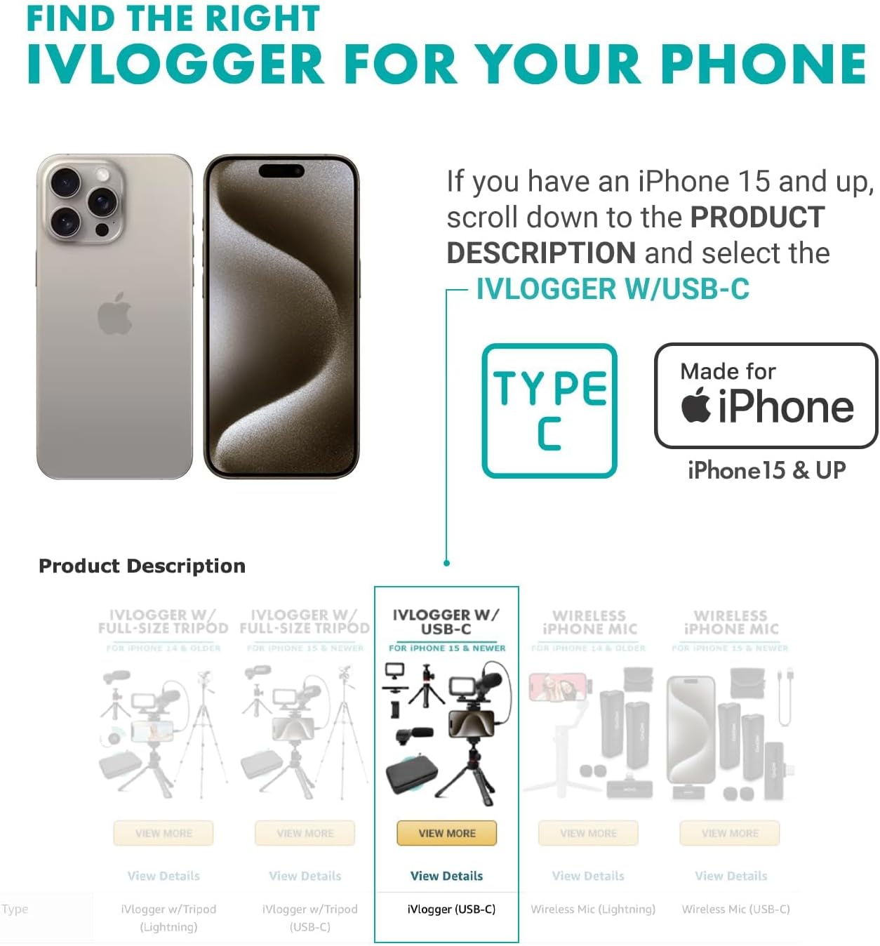 iVlogger Vlogging Kit for iPhone - Lightning Compatible YouTube Starter Kit for Content Creators - Accessories: Phone Tripod, Phone Mount, LED Light and Shotgun Microphone