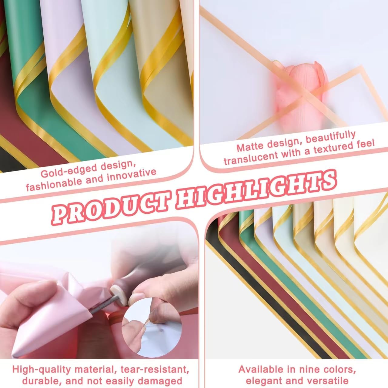 20 Sheets Bouquet Wrapping Paper, Waterproof Floral Wrapping Paper, Florist Supplies Packaging Paper, Flower Wrapping Paper for Commemoration Day, Festival,Wedding, Birthday, Gift DIY (Pink)