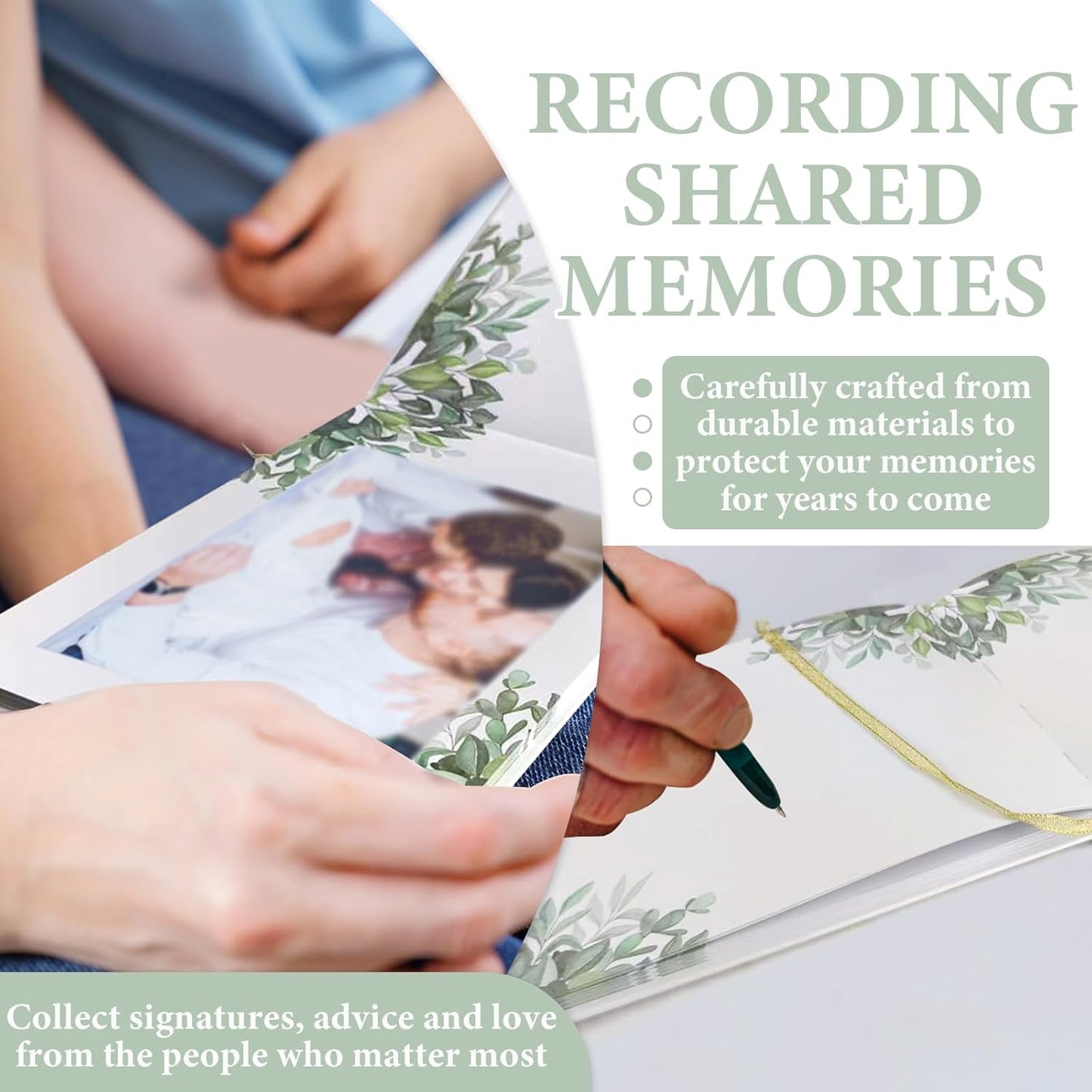 Elegant Wedding Guest Book 120 Page, 9.25" x 7" Wedding Books for Guests to Sign, Hard Cover Funeral Guestbooks Signs for Bridal Reception Birthday Shower Party Event