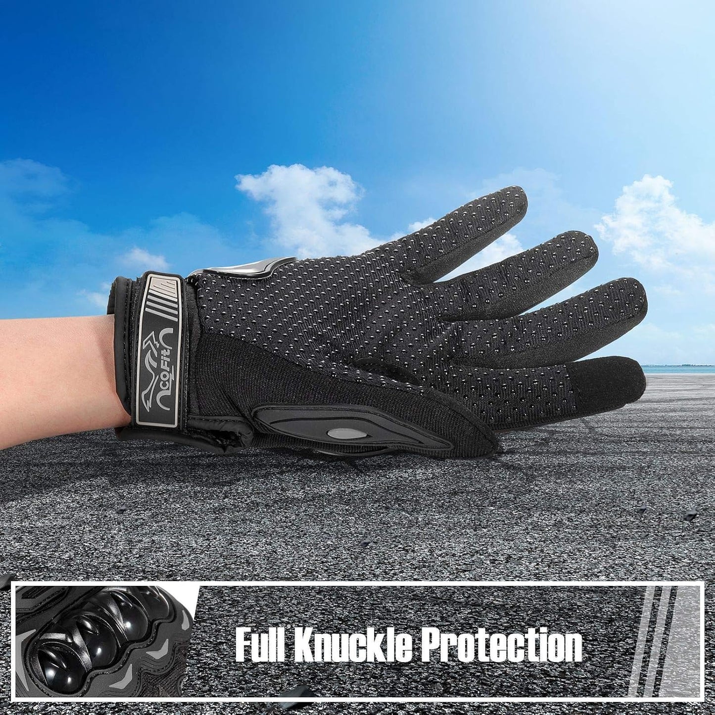 Motorcycle Gloves for Men and Women, Full Finger Touchscreen Motorbike Gloves for BMX ATV MTB Riding, Road Racing, Cycling, Climbing, Motocross - Black M