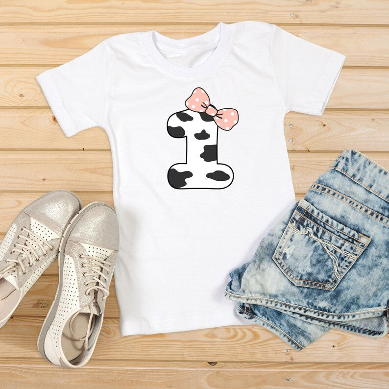 Cow number birthday svg\ 1st birthday svg\ Cow print svg\ Birthday girl Kid cow svg\ Kids cut file\ Birthday gift\ Birthday party shirt PNG