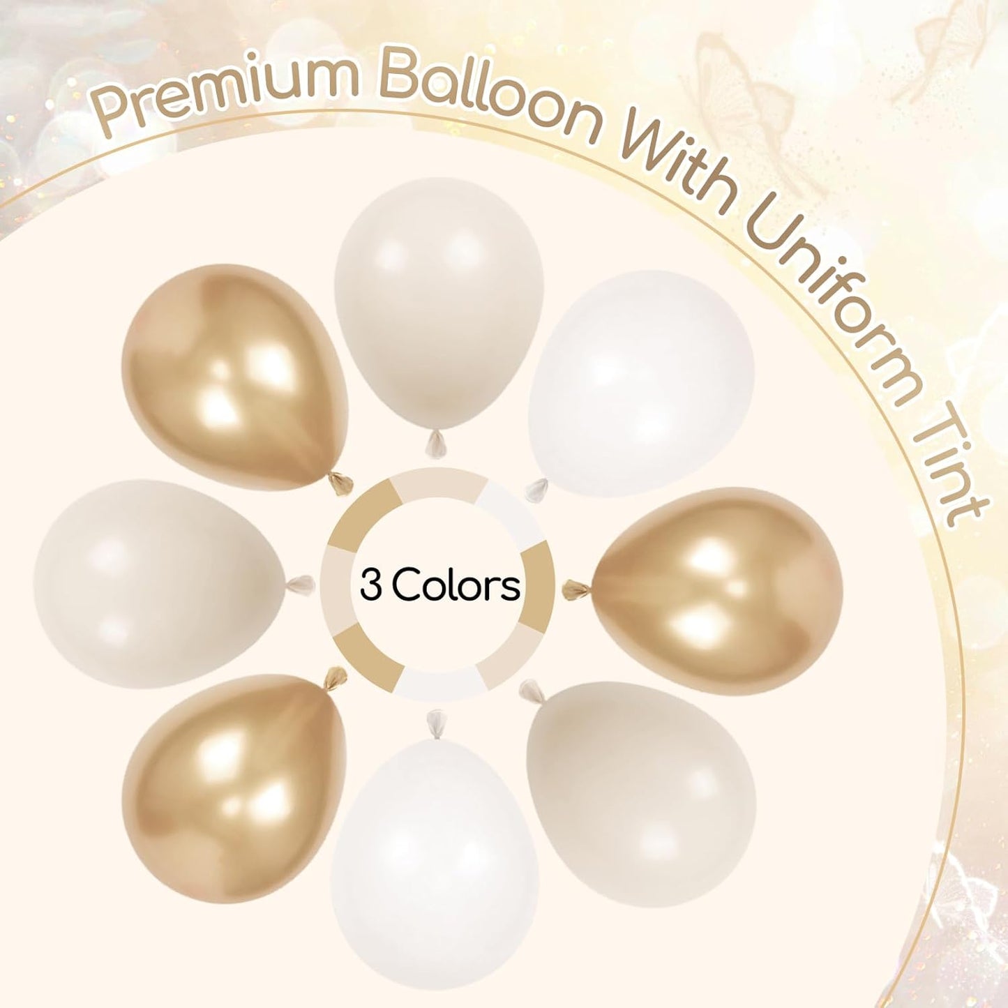 White and Gold Birthday Decorations for Women with Sand White Metallic Gold Confetti Foil Balloons Fringe Curtain Bannner for Golden Birthday Party Decorations for Women