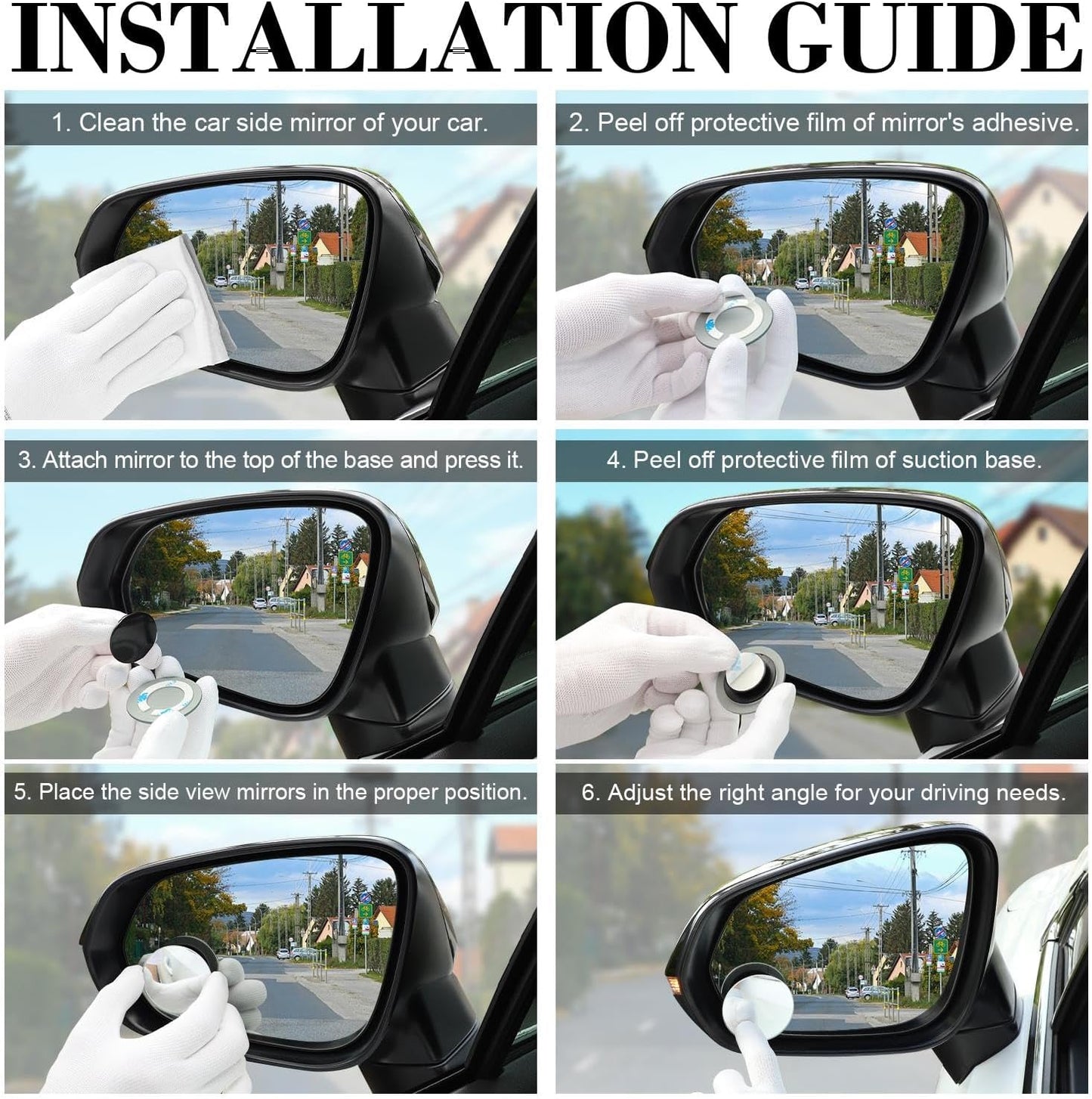 Blind Spot Mirror, 2" Round HD Glass Frameless Convex Rear View Mirrors Exterior Accessories with Wide Angle Adjustable Stick for Car SUV and Trucks, Pack of 2
