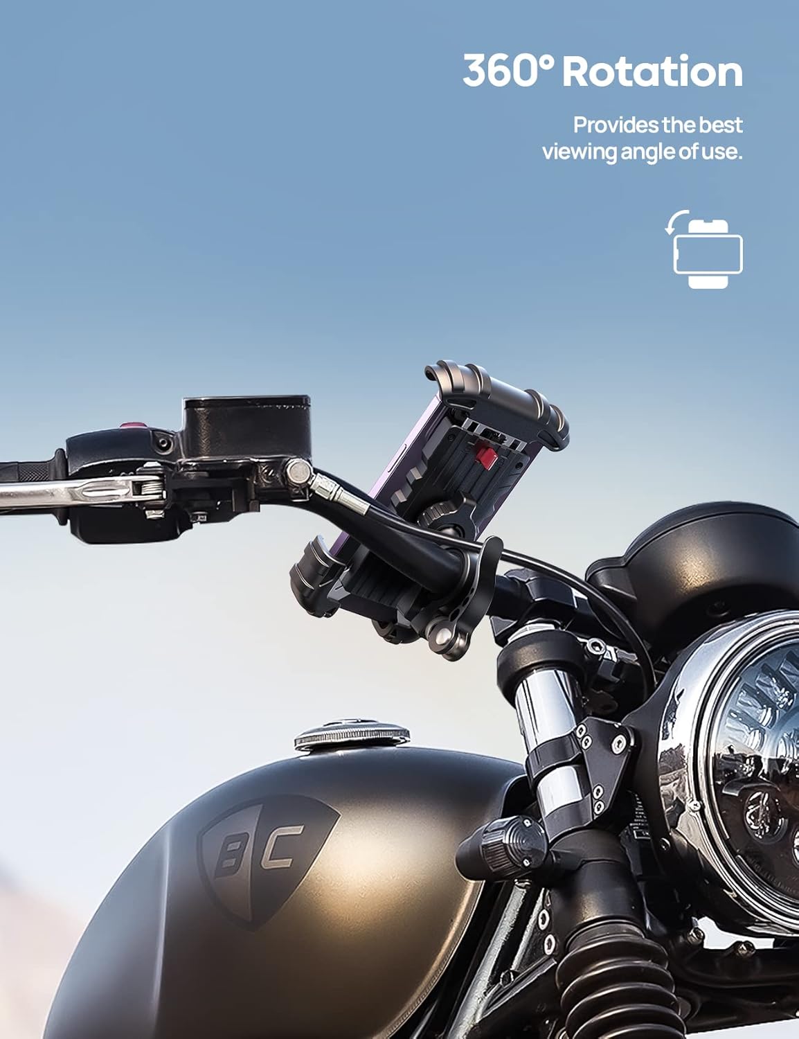 Bike Phone Holder, Motorcycle Mount - Motorcycle Phone Holder, Handlebar Cell Phone Clamp, Scooter Phone Clip for iPhone Air 17 Pro Max, 16 15 Pro Max Plus, S20, More 4.7 to 6.8" Smartphones