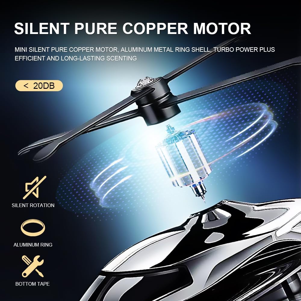 Helicopter Car Air Freshener Solar Powered Perfume Diffuser with 6PCS Cologne Fragrance Tablets Interior Decorative Accessories Smart Deodorizer For Men
