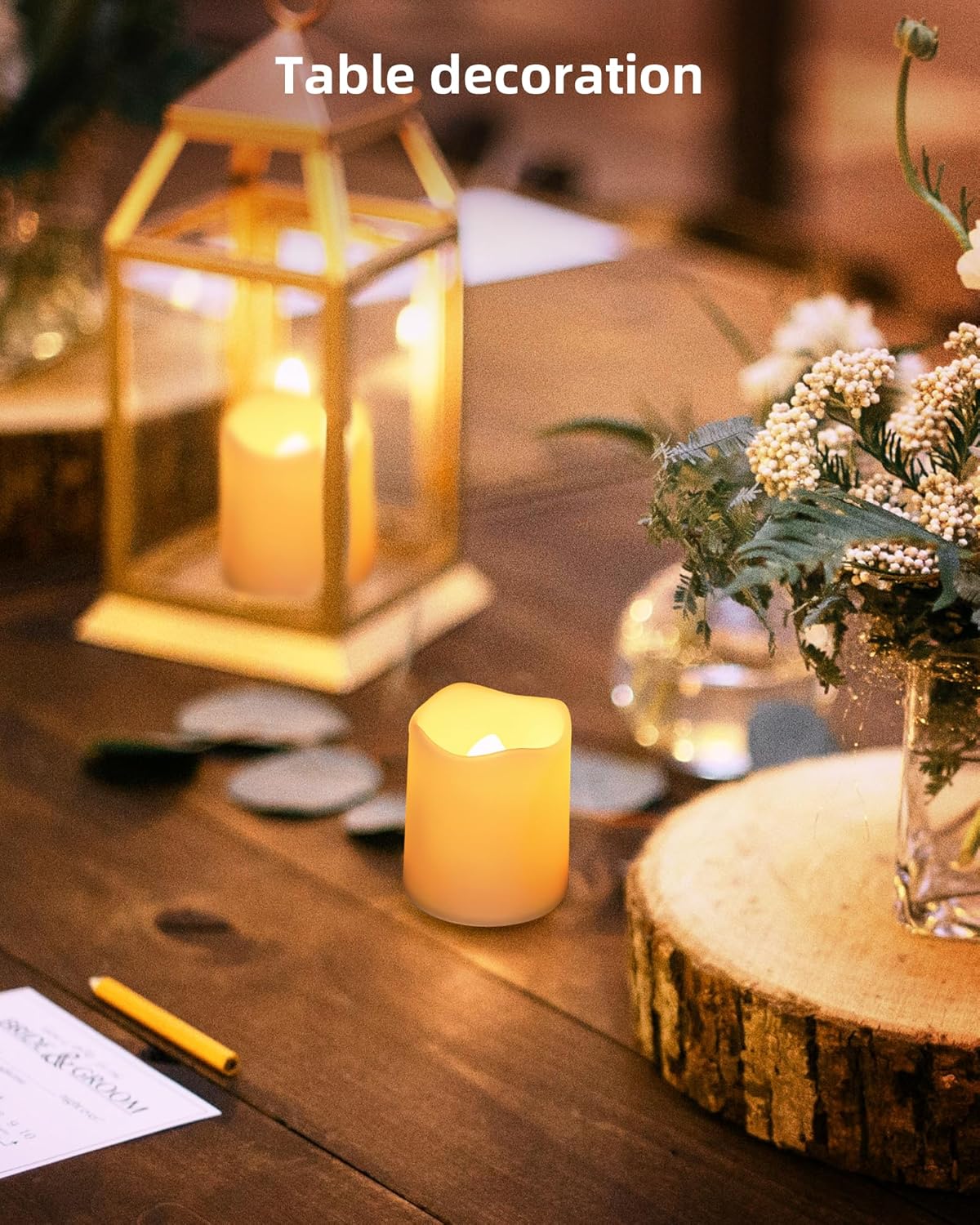 Flameless Votive Candles,Flameless Flickering Electric Fake Candle,24 Pack 200+Hour Battery Operated LED Tea Lights in Warm White for Wedding, Table, Halloween,Christmas Decorations 1.5"X1.7"