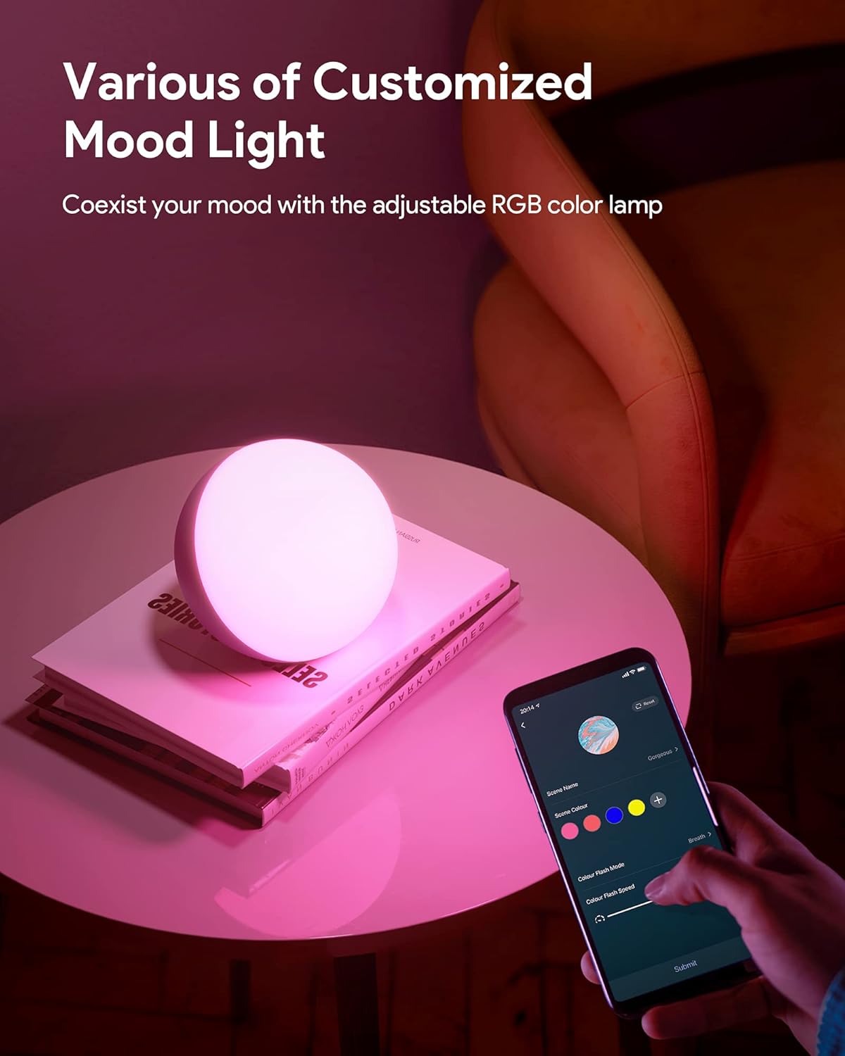 Smart Table Lamp, Dimmable Desk Lamp with App/Voice Control, LED RGB Color Changing Touch Lamp, Night Light for Bedroom Compatible with Alexa