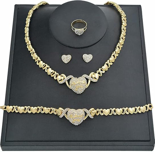 Jewellery Lady 14K Gold Filled Jewelry sets for Women Bracelets Necklaces With Earrings Gifts