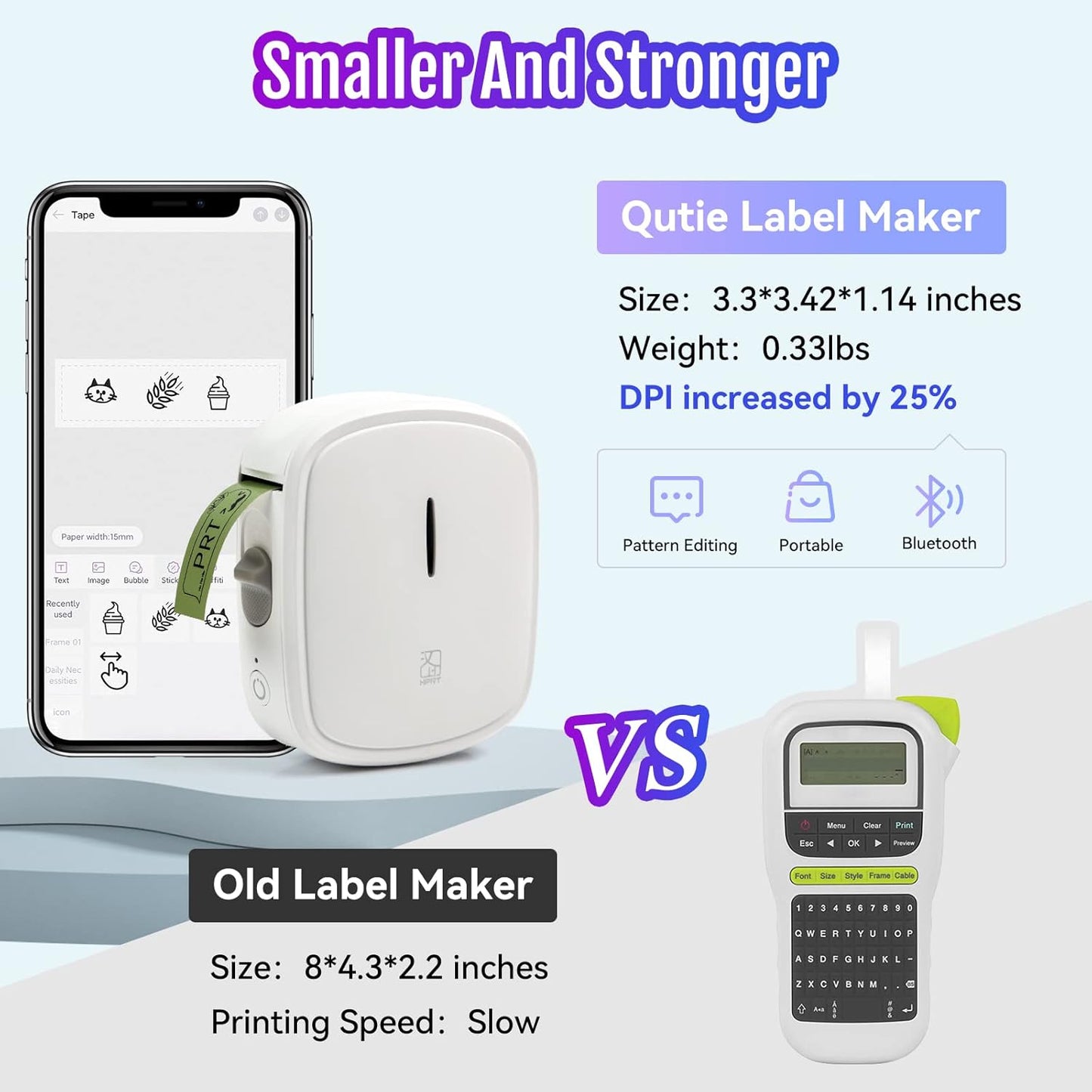 Mini Portable Labeling Machine, Bluetooth Thermal Label Printer for iOS & Android, Embossed Sticker Printer Suitable for Home Kitchen