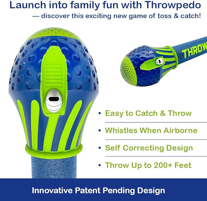 SPORTS THROWPEDO - The Ultimate Long-Distance Underhand Throw and Catch Game with Self-Correcting Technology for Pinpoint Accuracy - Patent Pending