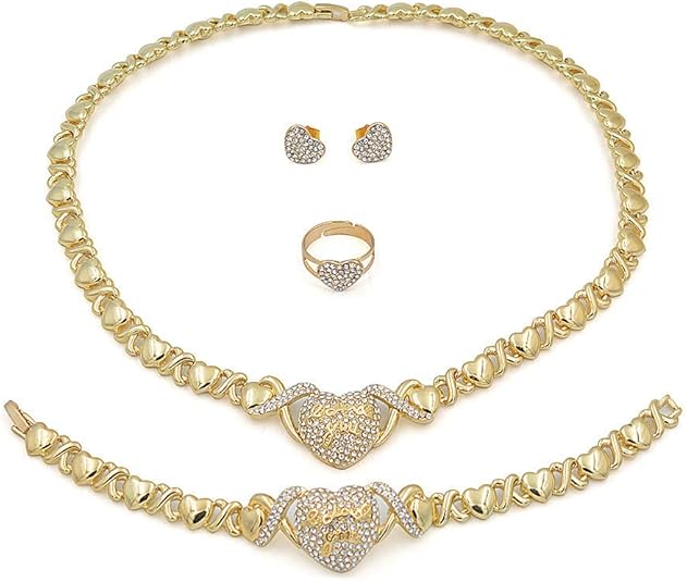Jewellery Lady 14K Gold Filled Jewelry sets for Women Bracelets Necklaces With Earrings Gifts