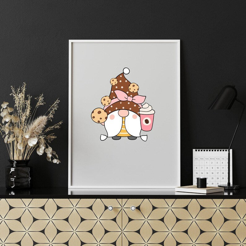 Coffee Lover Gnome PNG\ Clipart Bundle of 6 Cute Gnome PNG\ Gnomes Clipart PNG Bundle