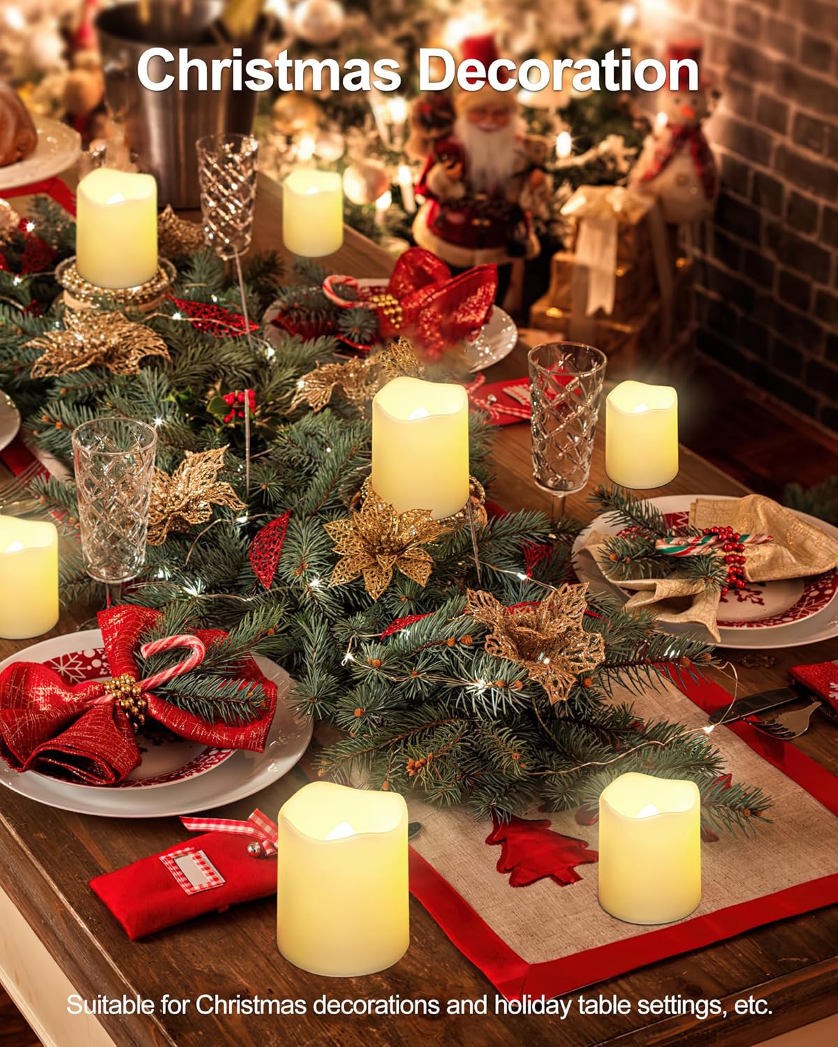 Flameless Votive Candles,Flameless Flickering Electric Fake Candle,24 Pack 200+Hour Battery Operated LED Tea Lights in Warm White for Wedding, Table, Halloween,Christmas Decorations 1.5"X1.7"